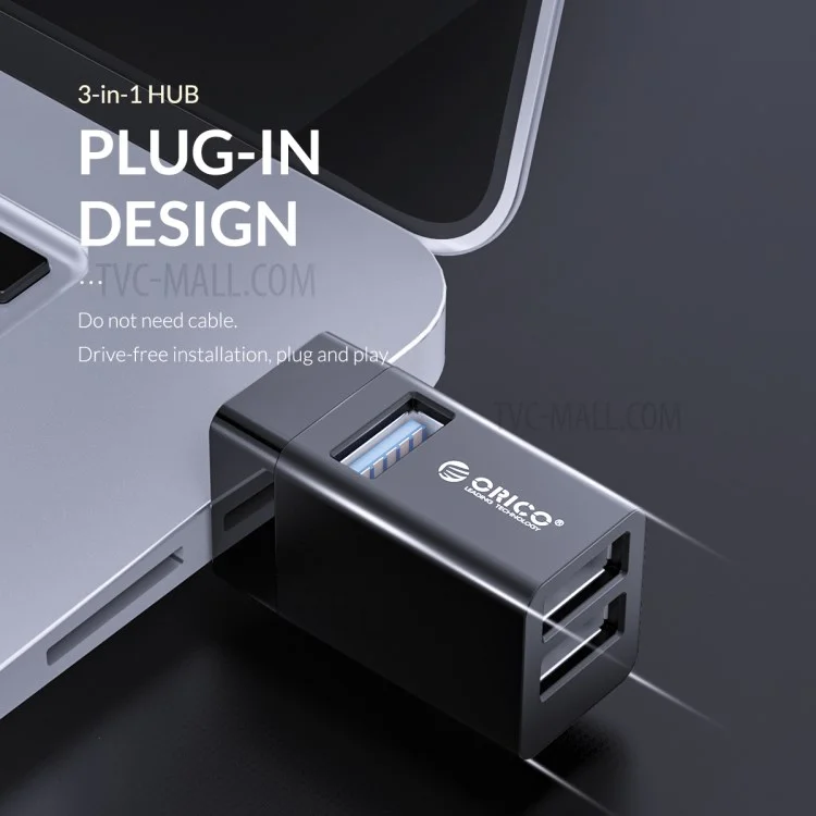 ORICO MINI-U32-BP USB 3.0 Hub Mini USB 2.0 Splitter 3-port Hochgeschwindigkeit Erweiterter Drahtloser Usb-hub Für Desktop-laptop - Schwarz