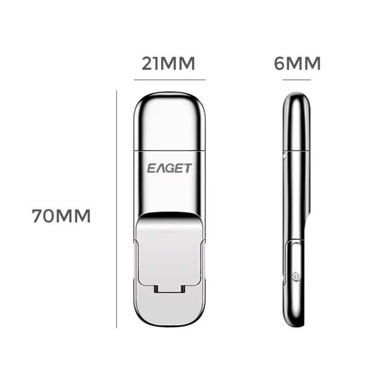 EAGET SU10 USB3.1 Type-C Dual-Port 512 GB U-Disk aus Zinklegierung Solid State USB-Stick mit Verschlüsselung Speicherstick