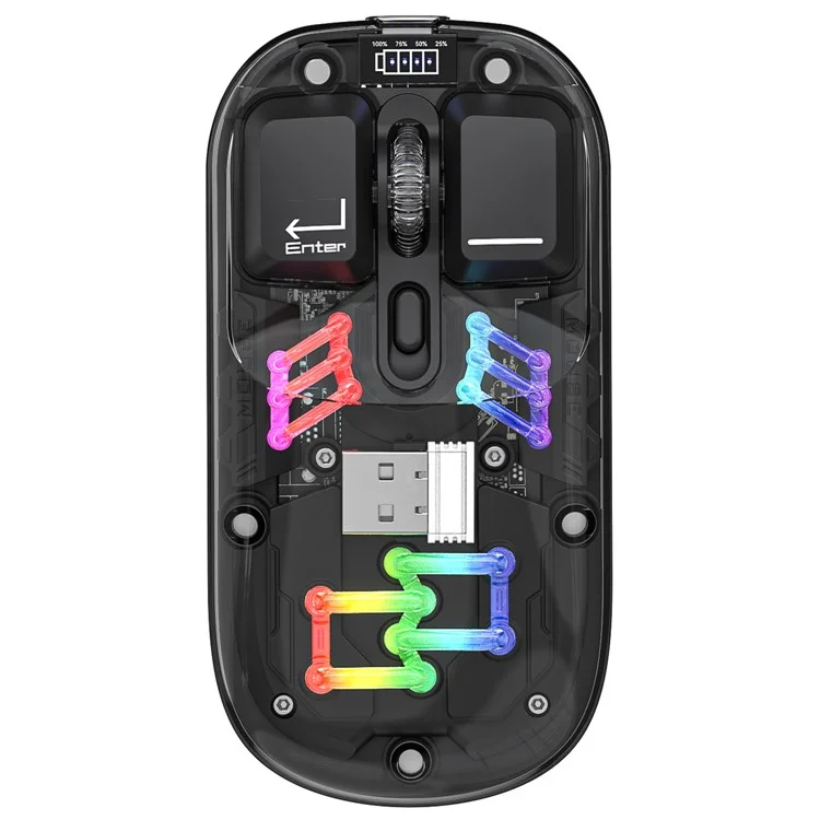 Rechargeable Computer Mouse Wireless Dual-Mode Mouse for Gaming Office Work - Black
