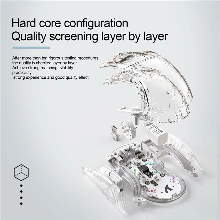 ATTACK SHARK X2 Transparent Bluetooth-compatible Mouse RGB Light Three Modes 5DPI Wireless Mouse - Black