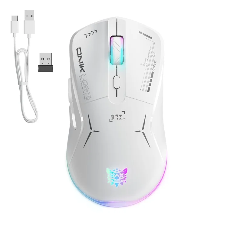 ONIKUMA CW917 Kabelgebundene / 2,4-G-Dual-Mode-Gaming-Maus, ergonomisch, für Computer, Laptop - Weiß