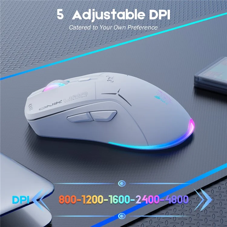 ONIKUMA CW917 Kabelgebundene / 2,4-G-Dual-Mode-Gaming-Maus, ergonomisch, für Computer, Laptop - Weiß