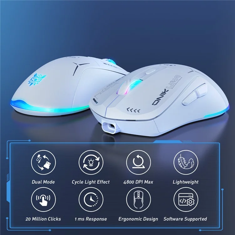 ONIKUMA CW917 Kabelgebundene / 2,4-G-Dual-Mode-Gaming-Maus, ergonomisch, für Computer, Laptop - Weiß