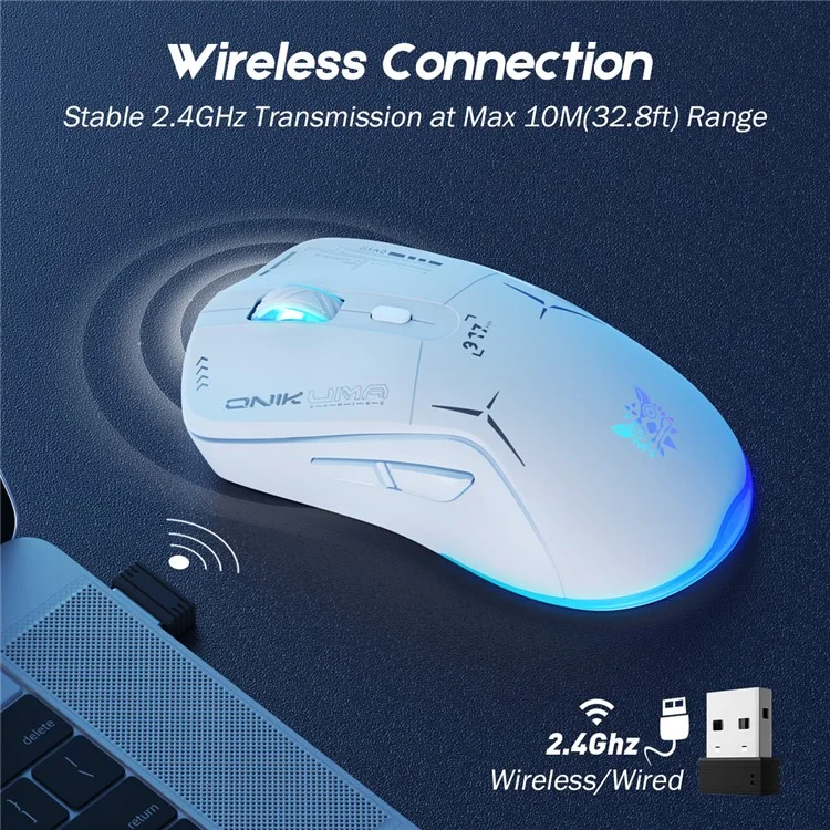 ONIKUMA CW917 Kabelgebundene / 2,4-G-Dual-Mode-Gaming-Maus, ergonomisch, für Computer, Laptop - Weiß