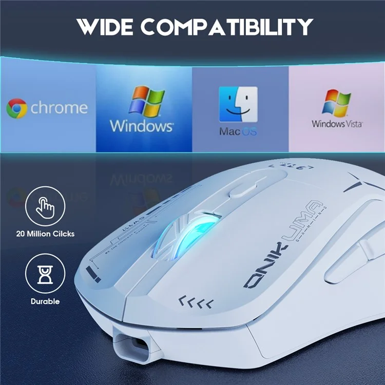 ONIKUMA CW917 Kabelgebundene / 2,4-G-Dual-Mode-Gaming-Maus, ergonomisch, für Computer, Laptop - Weiß