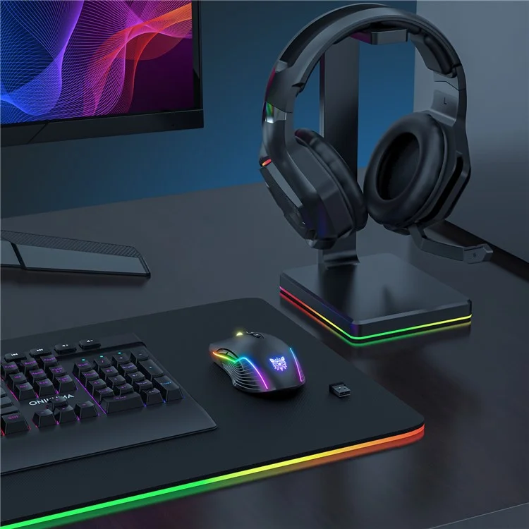 ONIKUMA CW905 Ratón inalámbrico recargable de 2.4 G para juegos con luz RGB, ratón de ordenador - Negro