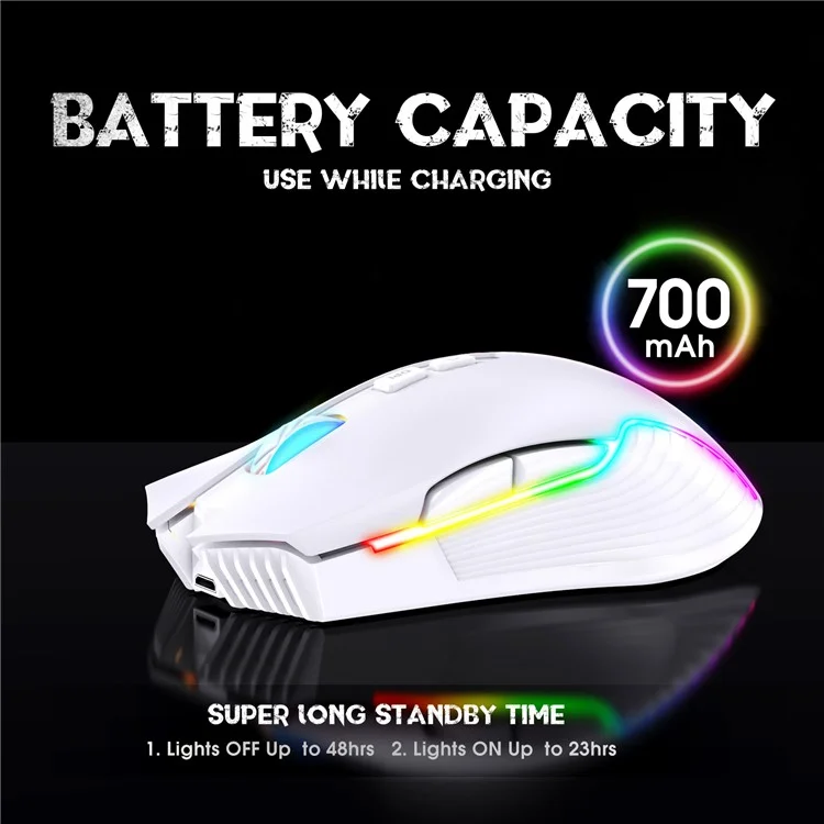 ONIKUMA CW905 Rechargeable 2.4G Wireless Gaming Mouse RGB Light Computer Mice - White