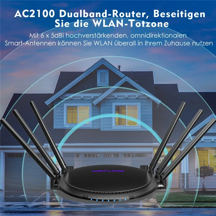 WAVLINK WN531A6 AC2100 Gigabit Ethernet Port WiFi Router Dual Band Wireless Repeater - EU Plug
