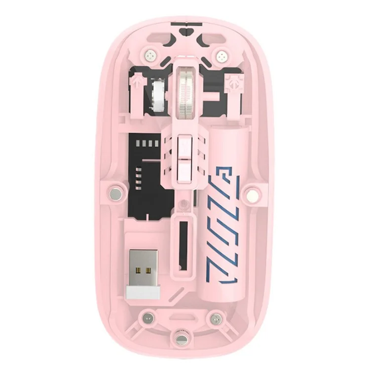 501 Bluetooth-compatible / 2.4G Wireless Mouse Transparent Design Computer Laptop Tablet Mute Mice - Transparent Pink