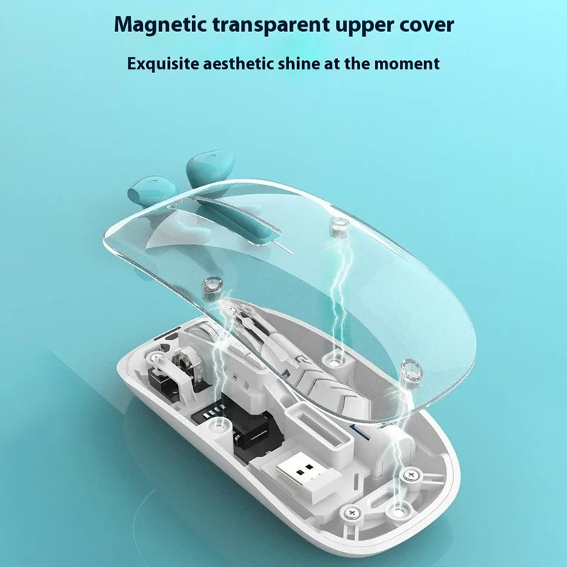 501 Bluetooth-compatible / 2.4G Wireless Mouse Transparent Design Computer Laptop Tablet Mute Mice - Transparent Light Purple