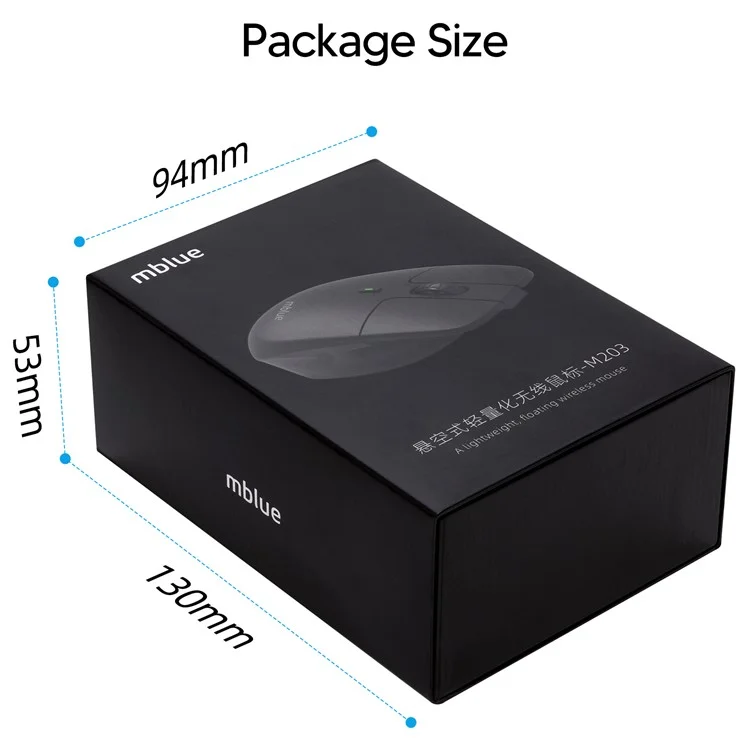 MBLUE M203 Rechargeable 2.4G Wireless Mouse Ergonomic Home Office Mute Mice - Black