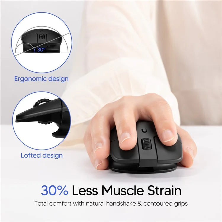 MBLUE M203 Rechargeable 2.4G Wireless Mouse Ergonomic Home Office Mute Mice - Black