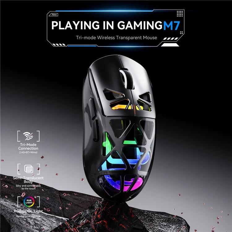 M7 Verdrahtete / Bluetooth / 2,4G Wireless Maus RGB-Licht Gaming Office Home Computer Laptop Mäuse - Schwarz