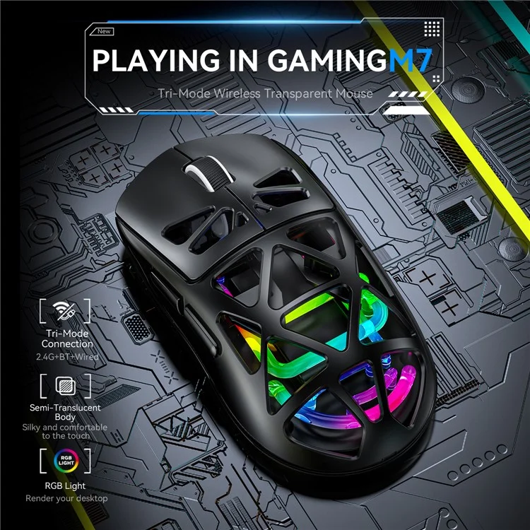 M7 Verdrahtete / Bluetooth / 2,4G Wireless Maus RGB-Licht Gaming Office Home Computer Laptop Mäuse - Schwarz
