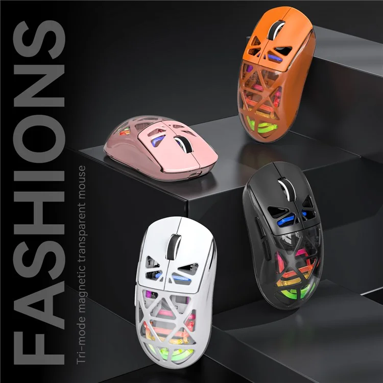 M7 Wired / Bluetooth-compatible / 2.4G Wireless Mouse RGB Light Gaming Office Home Computer Laptop Mice - Orange