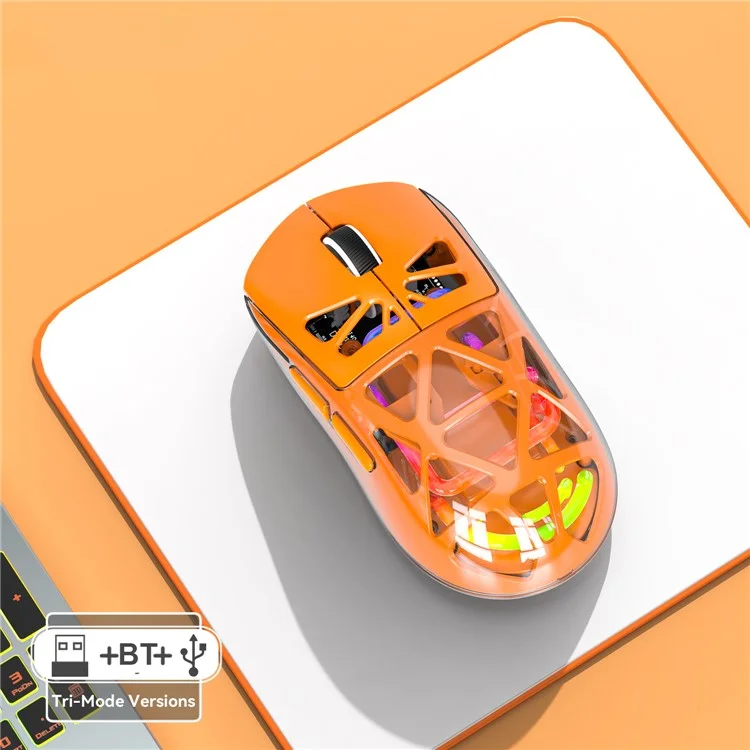 M7 Wired / Bluetooth-compatible / 2.4G Wireless Mouse RGB Light Gaming Office Home Computer Laptop Mice - Orange