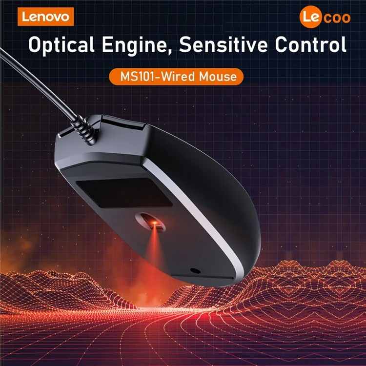 LENOVO LECOO MS101 USB Wired Optical Mouse Ergonomics Desktop Computer Laptop Mice