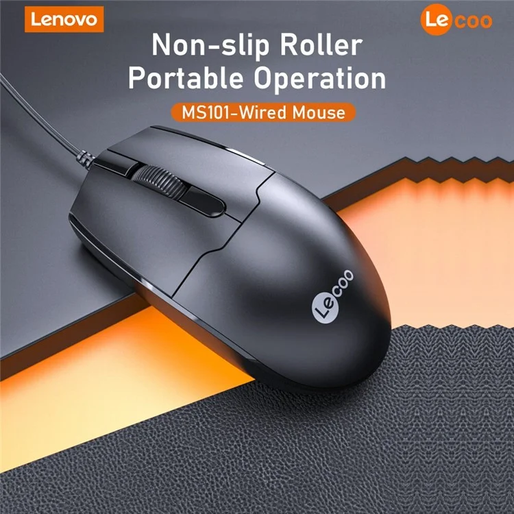 LENOVO LECOO MS101 USB Wired Optical Mouse Ergonomics Desktop Computer Laptop Mice
