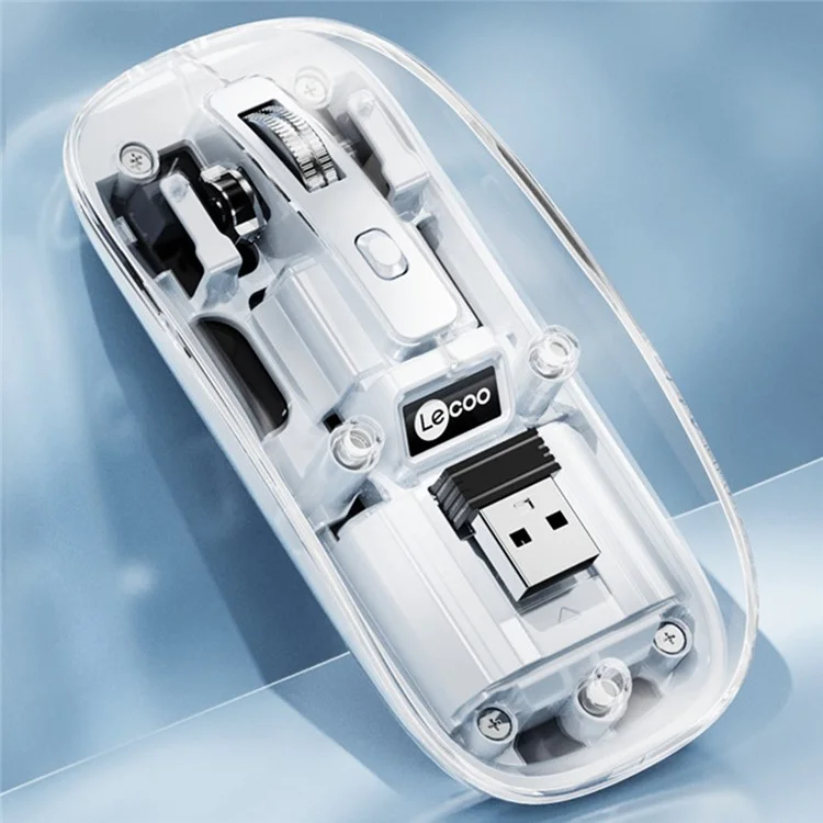 LENOVO LECOO WS215 Mouse wireless 2.4G trasparente per uso domestico e ufficio, per computer e laptop - Bianco