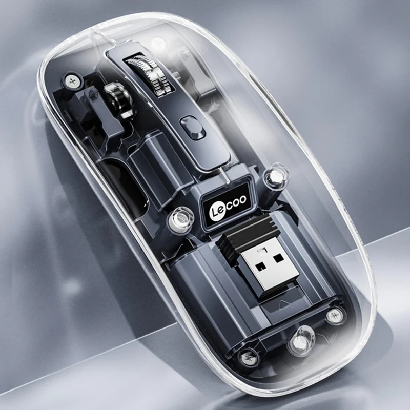 LENOVO LECOO WS215DM 2.4G / Bluetooth Беспроводная мышь Прозрачная компьютерная ноутбук Мыши - Черный