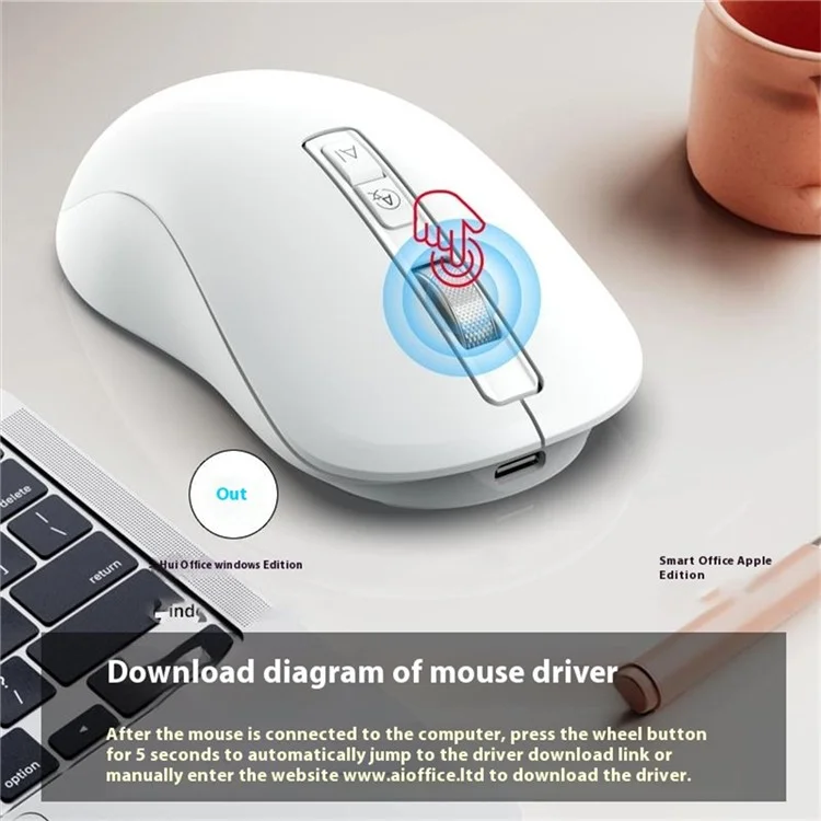 Souris sans fil intelligente à traduction en temps réel V12 AI (édition internationale) - Noir