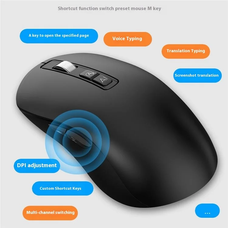 Souris sans fil intelligente à traduction en temps réel V12 AI (édition internationale) - Noir