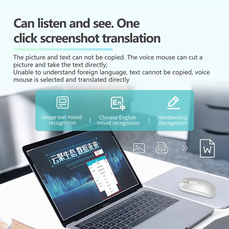 M108 AI Smart Voice Mouse 10m Wireless Rechargeable 5-Key Mouse for Windows Mac - Grey