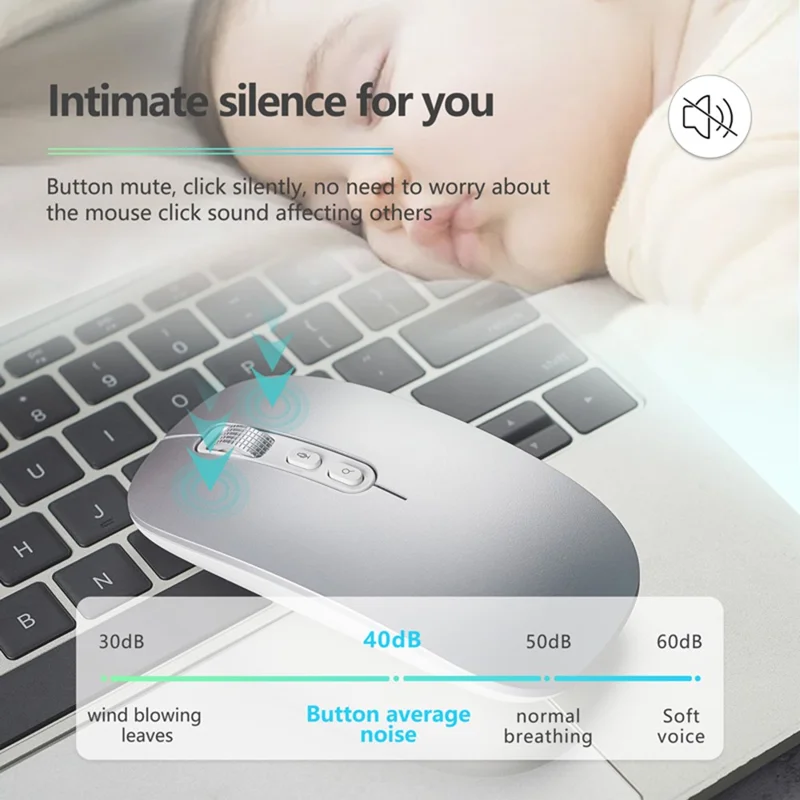 M108 AI Smart Voice Mouse 10m Wireless Rechargeable 5-Key Mouse for Windows Mac - Grey