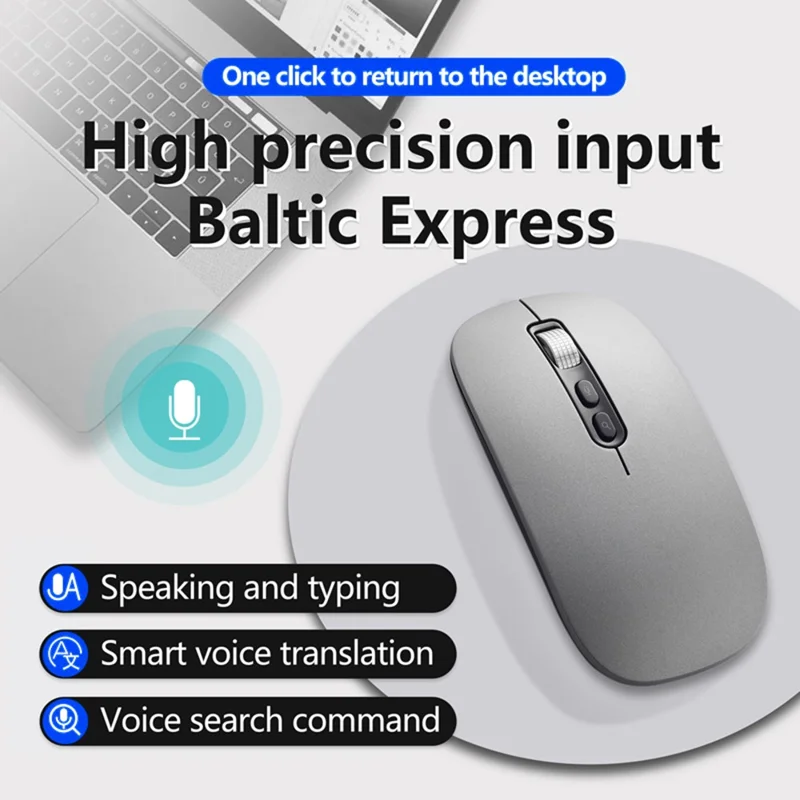 M108 AI Smart Voice Mouse 10m Wireless Rechargeable 5-Key Mouse for Windows Mac - Black