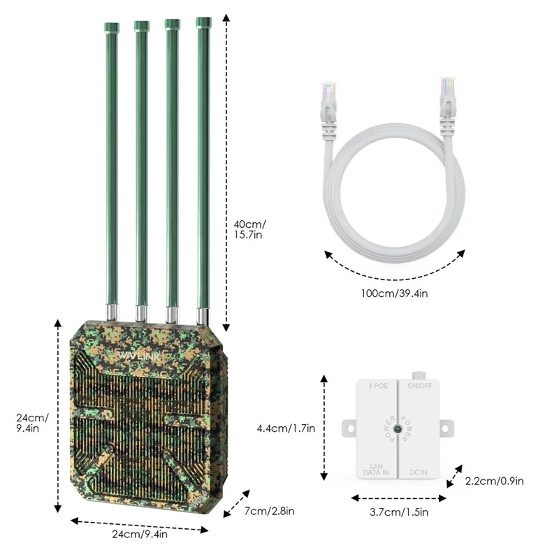 WAVLINK WN573HX3 Outdoor AX3000 Dual Band WiFi 6 Extender for Courtyard RV Wireless Router - UK Plug