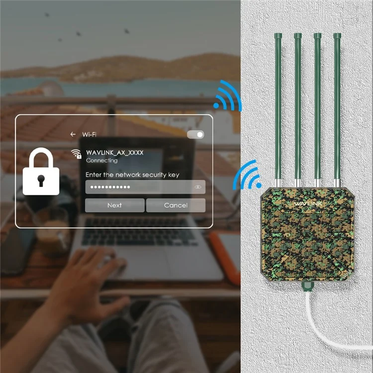 Ponto de acesso Wi-Fi externo WAVLINK WN573HX1 MU-MIMO OFDMA Wi-Fi 6 AX1800 Dual Band Wireless Router - Plugue AU
