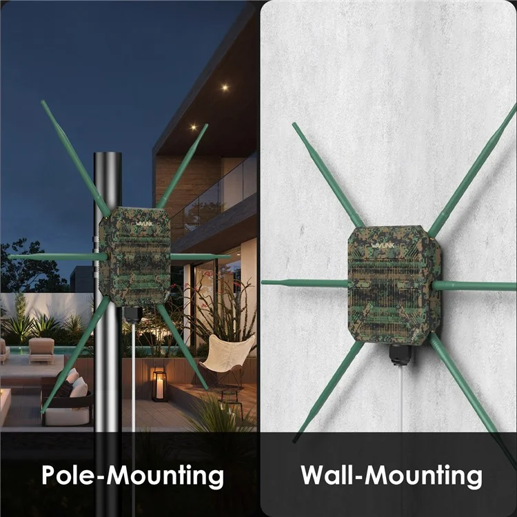 WAVLINK WN588HX3 Dual Band WiFi Repeater AX3000 PoE Outdoor WiFi Extender with 6 Antennas - EU Plug