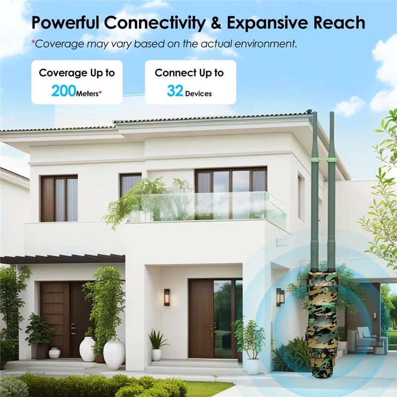 WAVLINK WN570HA2 AC1200 Dual Band Wireless Router IP67 Waterproof Outdoor WiFi Extender with PoE - US Plug
