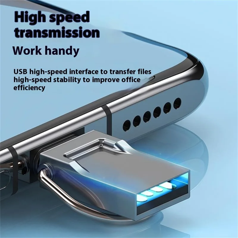 64GB Type-C / USB 2 in 1 Metal Flash Drive Tablet Phone Computer Storage U-Disk with Ring - Light Gold