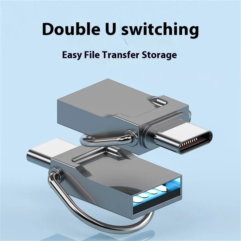 128GB Type-C / USB 2 in 1 Metal Flash Drive Tablet Phone Computer Storage U-Disk with Ring - Tarnish