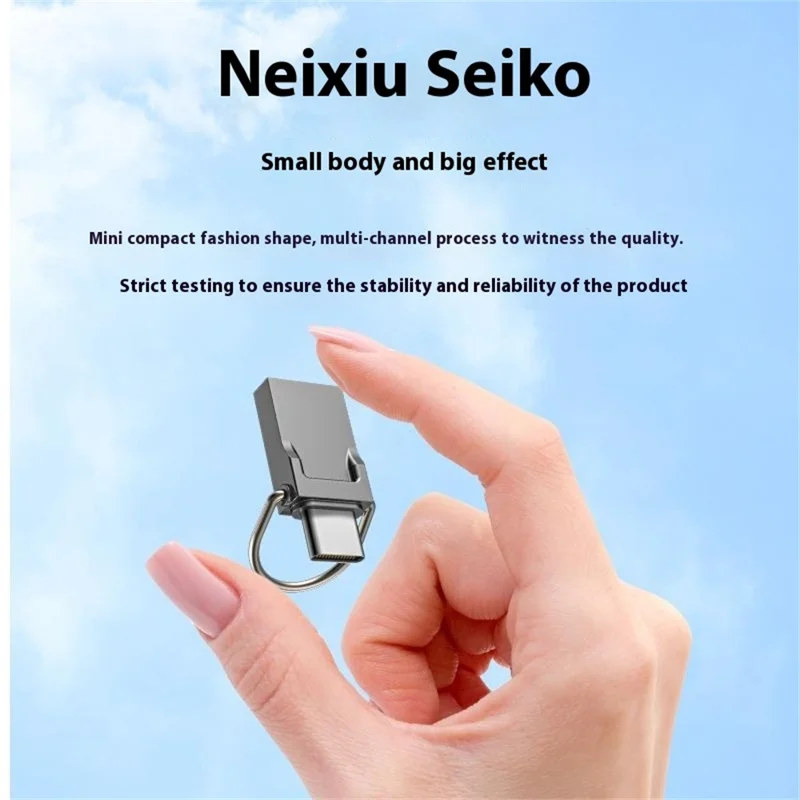 128GB Type-C / USB 2 in 1 Metal Flash Drive Tablet Phone Computer Storage U-Disk with Ring - Tarnish