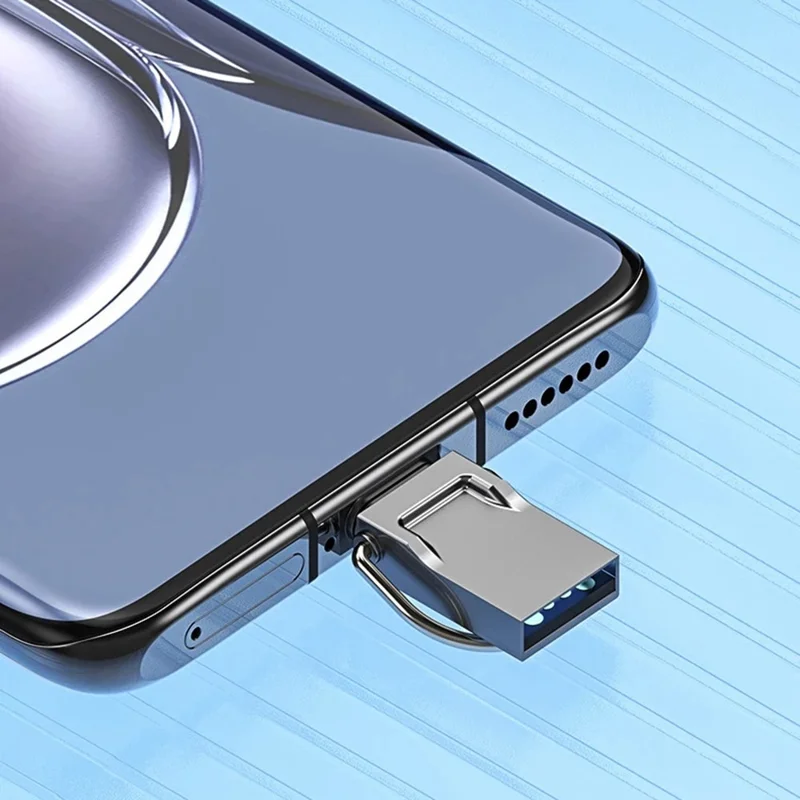 128GB Type-C / USB 2 in 1 Metal Flash Drive Tablet Phone Computer Storage U-Disk with Ring - Tarnish