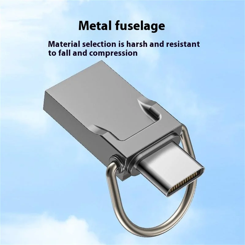 128GB Type-C / USB 2 in 1 Metal Flash Drive Tablet Phone Computer Storage U-Disk with Ring - Light Gold