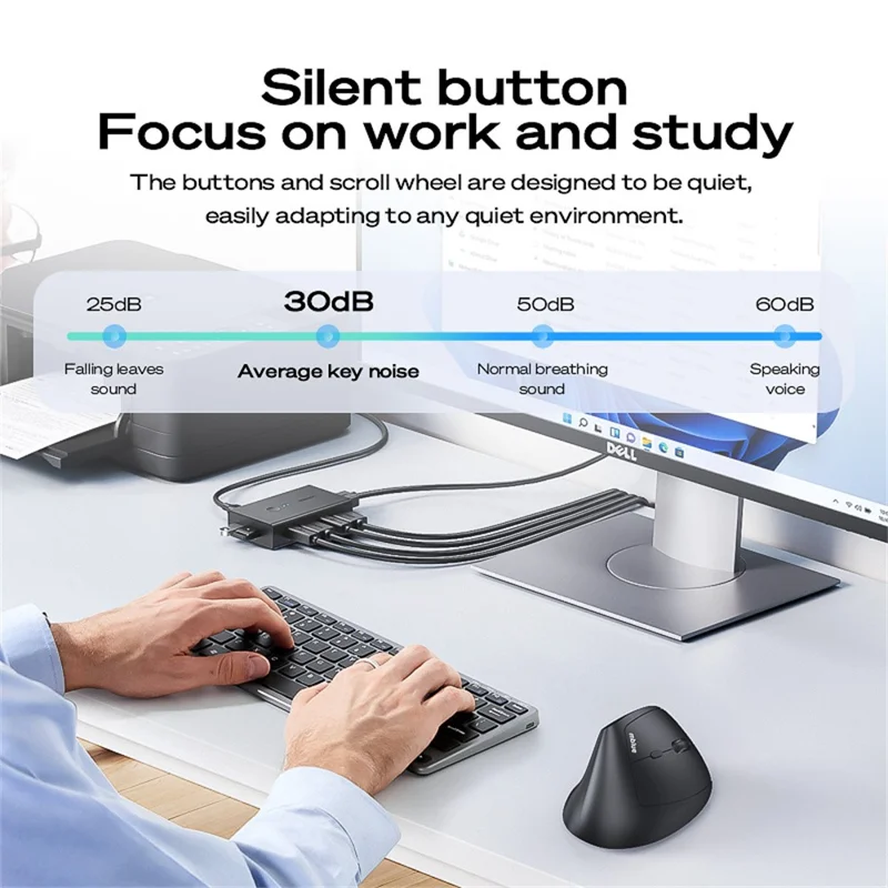 Souris sans fil MBLUE M206PRO 2,4 G avec 5 DPI réglables, 6 boutons et design ergonomique vertical - Noir