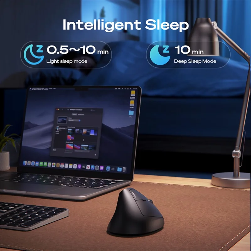 Souris sans fil MBLUE M206PRO 2,4 G avec 5 DPI réglables, 6 boutons et design ergonomique vertical - Noir