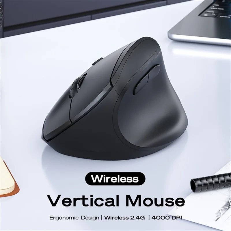 MBLUE M206PRO 2.4G Wireless Mouse 5 DPI Adjustable 6 Buttons Ergonomic Vertical Mouse - White