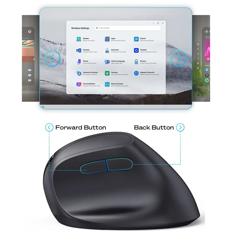 MBLUE M206PRO 2.4G Wireless Mouse 5 DPI Adjustable 6 Buttons Ergonomic Vertical Mouse - White