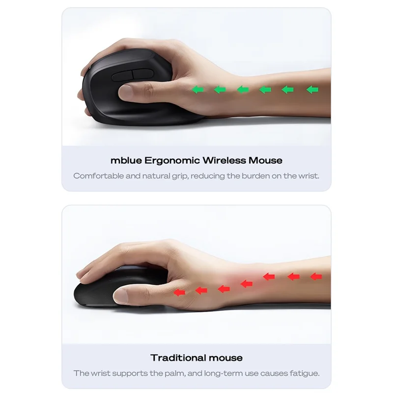 MBLUE M206PRO 2.4G Wireless Mouse 5 DPI Adjustable 6 Buttons Ergonomic Vertical Mouse - White