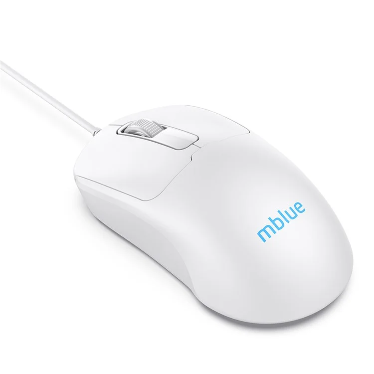 MBLUE M204 Ergonomic USB Wired Mouse 1200 DPI 3 Buttons Mouse for Laptop and PC - White