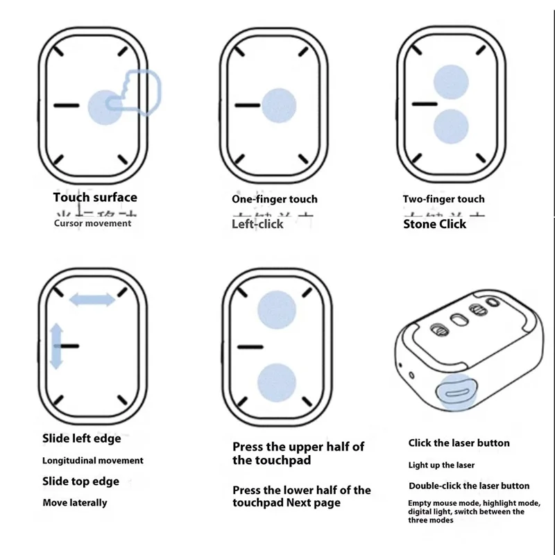 CHEERDOTS CHP04 Air Mouse Presentation Remote Laser Pointer Voice Recording 3 in 1 Wireless Mouse - Silver