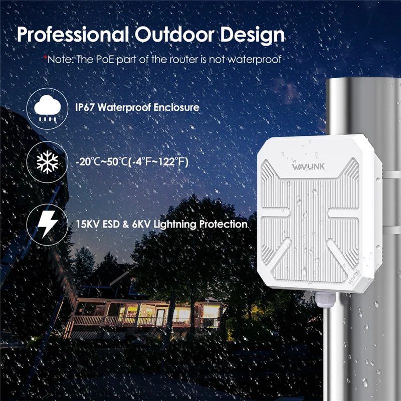 WAVLINK WN573HP3 Dual Band WiFi 6 Outdoor Access Point AX3000 WiFi Repeater Wireless Extender - AU Plug