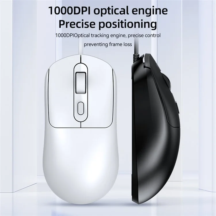 T-WOLF G580 Kabelgebundene Maus mit ergonomischem Design Büro-Maus mit 3D-Antirutsch-Gitter-Roller 1000-1600 DPI - Schwarz