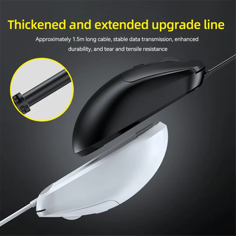 T-WOLF G580 Wired Mouse with Anti-Slip Sticker Ergonomic Design Office Mouse Support 1000-1600 DPI - White