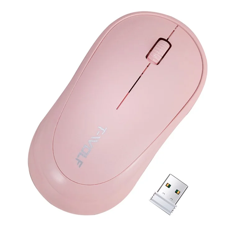 T-WOLF Q18 Wireless Mouse Ergonomic Design 2.4G Connectivity Auto Sleep for Office / Home Use - Pink