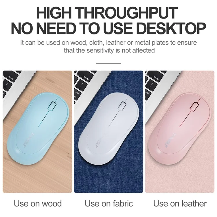 T-WOLF Q18 Wireless Mouse Ergonomic Design 2.4G Connectivity Auto Sleep for Office / Home Use - Pink